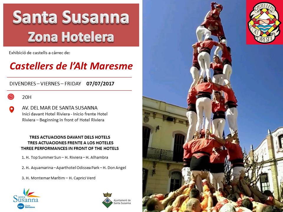 Santa Susanna apropa la cultura catalana als turistes amb l’exhibició castellera dels “Maduixots”